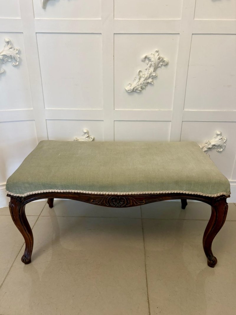 Large Antique Victorian Quality Carved Walnut Stool